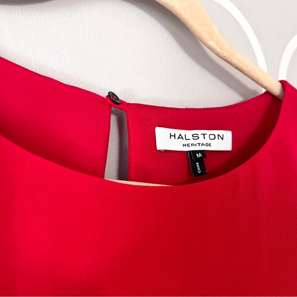 Halston Heritage Asymmetric Faille Blouson Red Asymmetric Dress Silk Size Medium - Picture 5 of 10